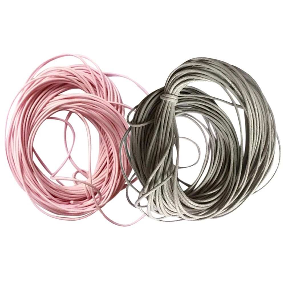10 M Wax Nylon String Rope DIY Bracelet Necklace Jewelry Making Cord Thread 1mm Diameter Grey and Pink