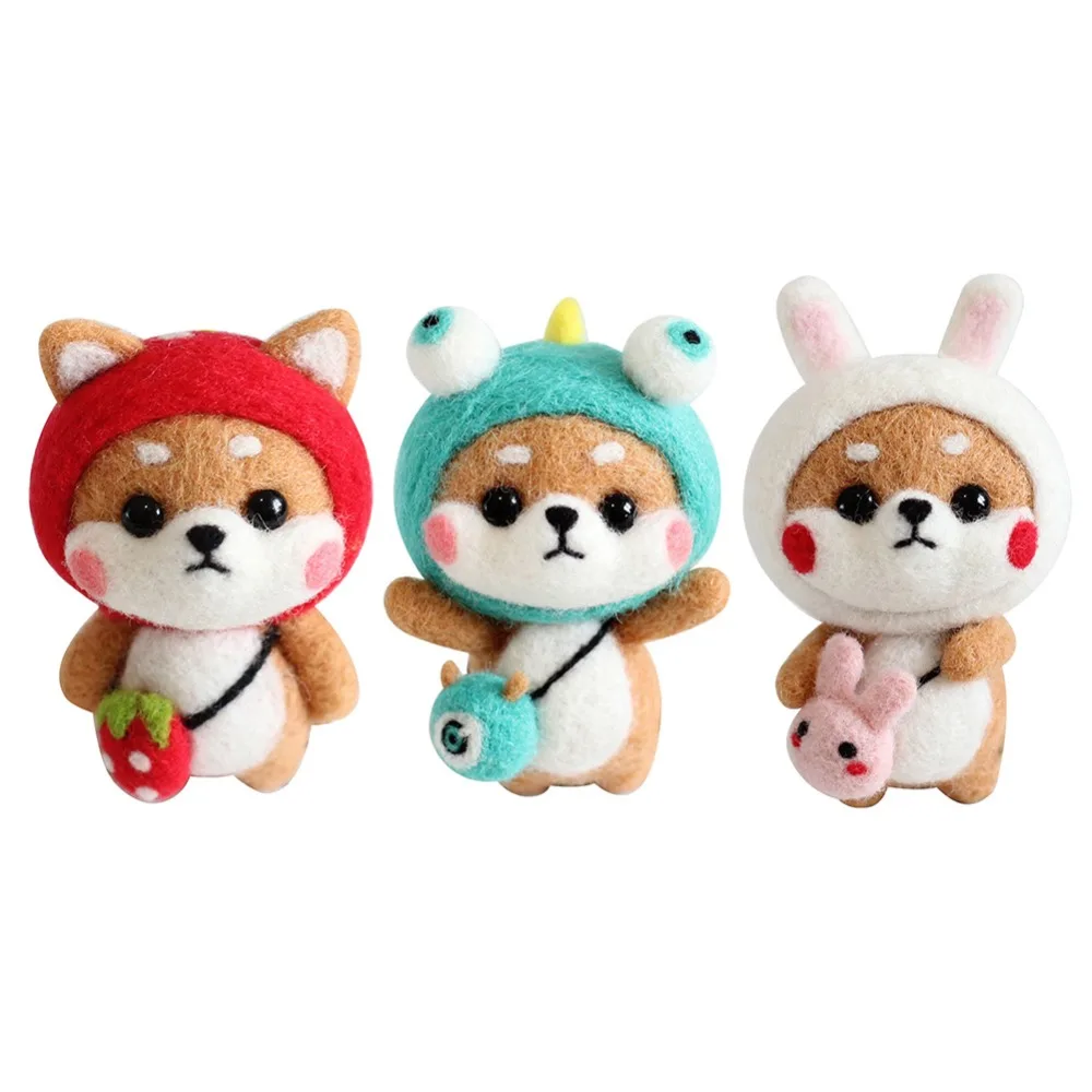 1Set Non Finished Wool Felt Handmade Poked DIY Dog for Needle Material