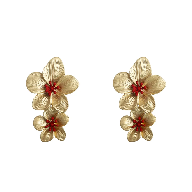 Yhpup Trendy Sweet Romantic Baroque Flower Dangle Earrings Zinc Alloy Gold Silver Earrings Vintage Brincos for Women Party Gift