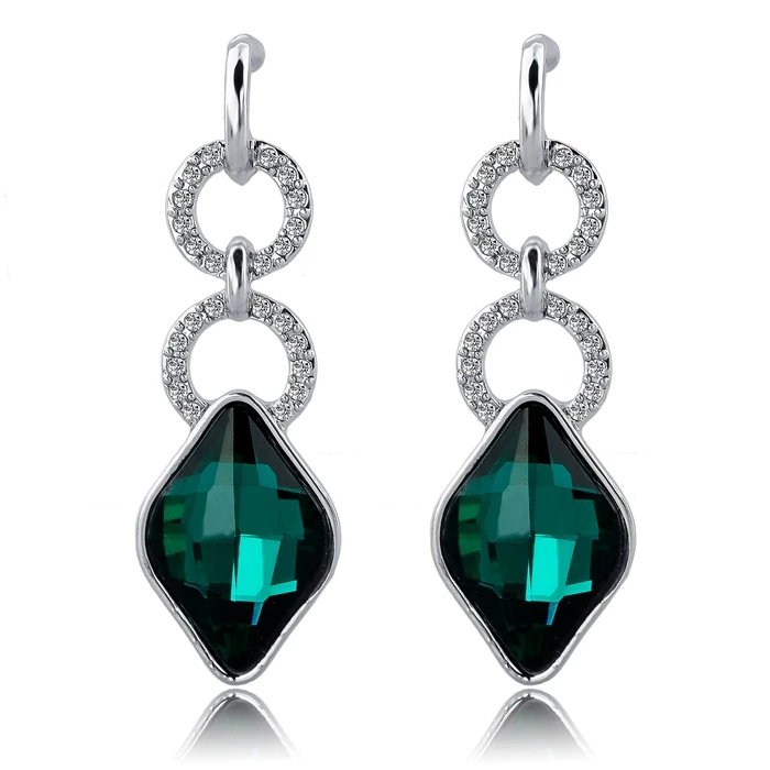 Серьги подвески женские серебряные с австрийскими кристаллами|dangling earrings for