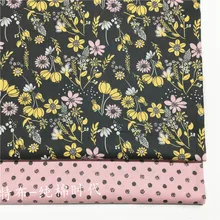 160x50 см черный цветочный твиловая, хлопковая ткань «сделай сам», детская одежда для девочек сделать постельные принадлежности одеяло украшения дома 160 г/м