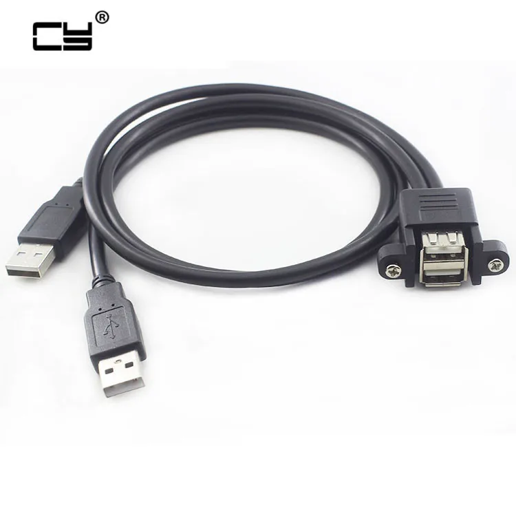 

Dual Port USB 2.0 A Male to Female M/F Extension Screw Lock Panel Mount Cable 30cm 50cm 100cm 1ft 3ft