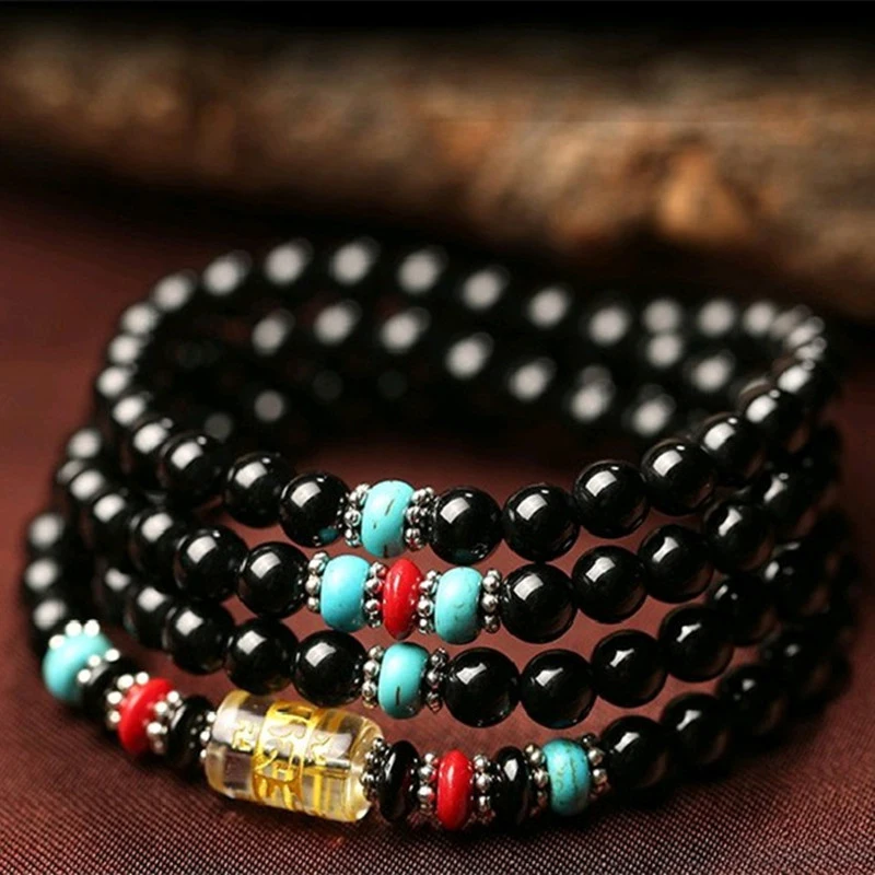 

108 Prayer Beads Mala Bracelet/Necklace 6mm Crystal Buddhist Buddha Meditation Bracelet for Men Women Multilayer Bracelet