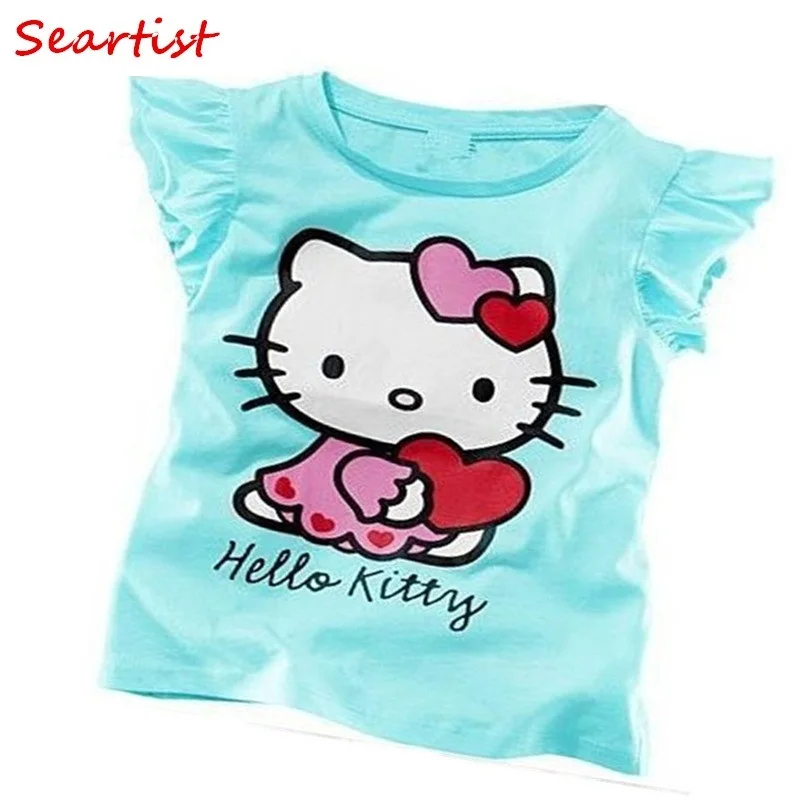 

Free Shipping 2014 Baby Girls Hello Kitty Short Sleeve Tshirt Children Summer Clothes Kids T-shirt