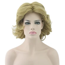 Белокурый, кудрявый волнистый короткий парик Синтетический термостойкий парик для студенческой вечеринки Омбре парики для женщин