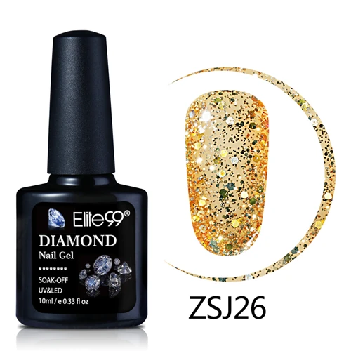 Elite99 10 мл Diamond Цвет Гель-лак для ногтей, УФ-светодиодный Гель-лак Сияющие Блестки для ногтей гель для ногтей, длительного действия, основа, лаки для полировки - Цвет: R-zsj26