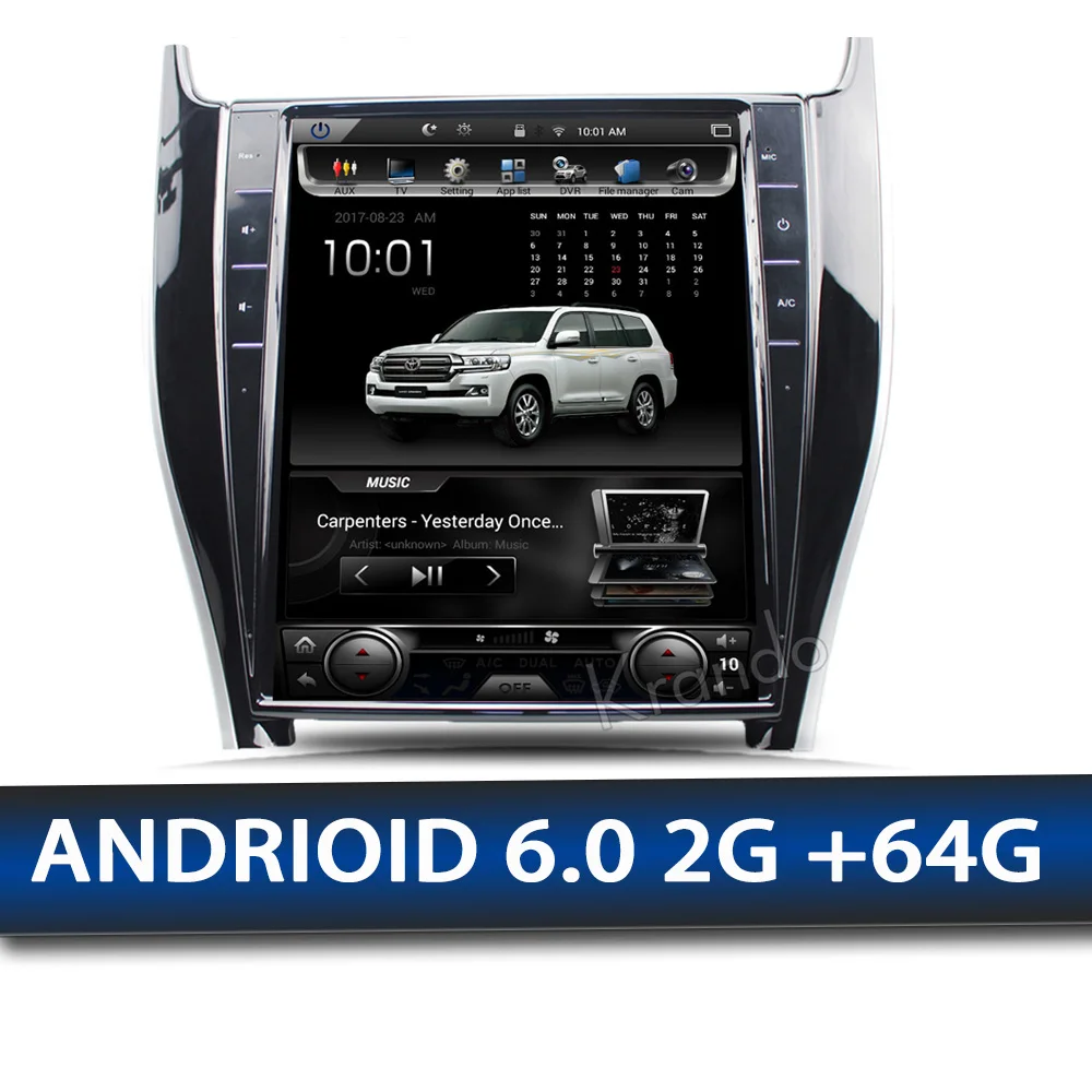 Krando Android 8,1 12," вертикальный экран Автомобильный мультимедийный плеер gps для Toyota Harrier навигационный дисплей BT 4+ 64g - Цвет: Серый