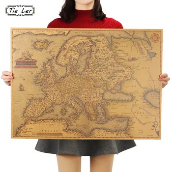 

TIE LER 1570 Years Old Europe Map Poster Classic Vintage Retro Paper Craft for Home Decoration Living Room Bar Pub 69X51cm