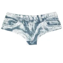 Женские 3D аналоговые джинсовые трусики с принтом, хлопковые трусы, трусики с низкой посадкой, сексуальное нижнее белье размера плюс XS-S-M-L-XL, женские трусики