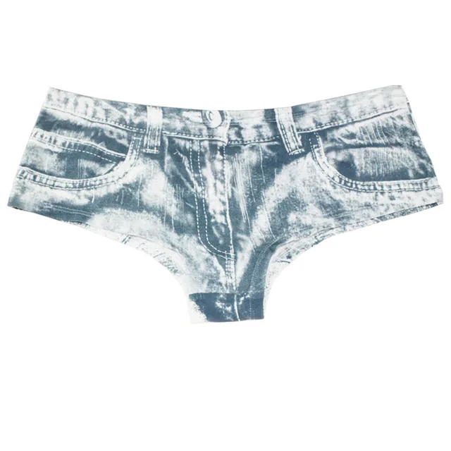 Womens' 3D Analog Denim Printing Panty Cotton Briefs Low Rise Panties ...