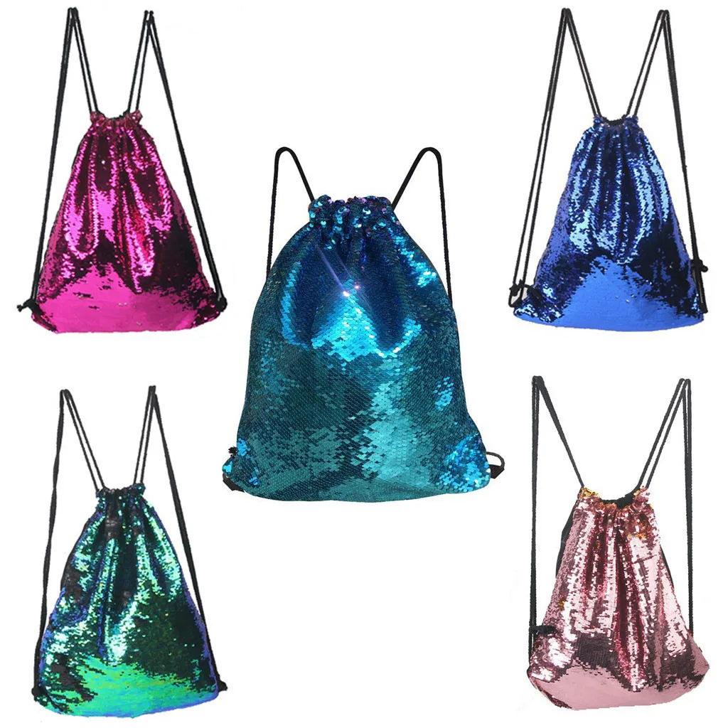 sequin drawstring backpack