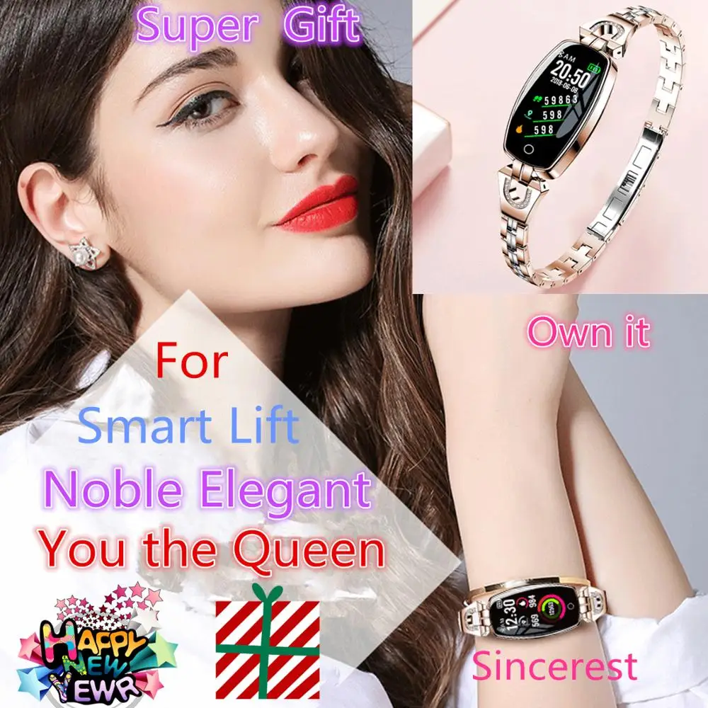 

New Fashion Femal Smart Bracelet Fitness Tracker Pedometer Heart Rate Blood Pressure Beautiful Clock for Iphone Android IOS