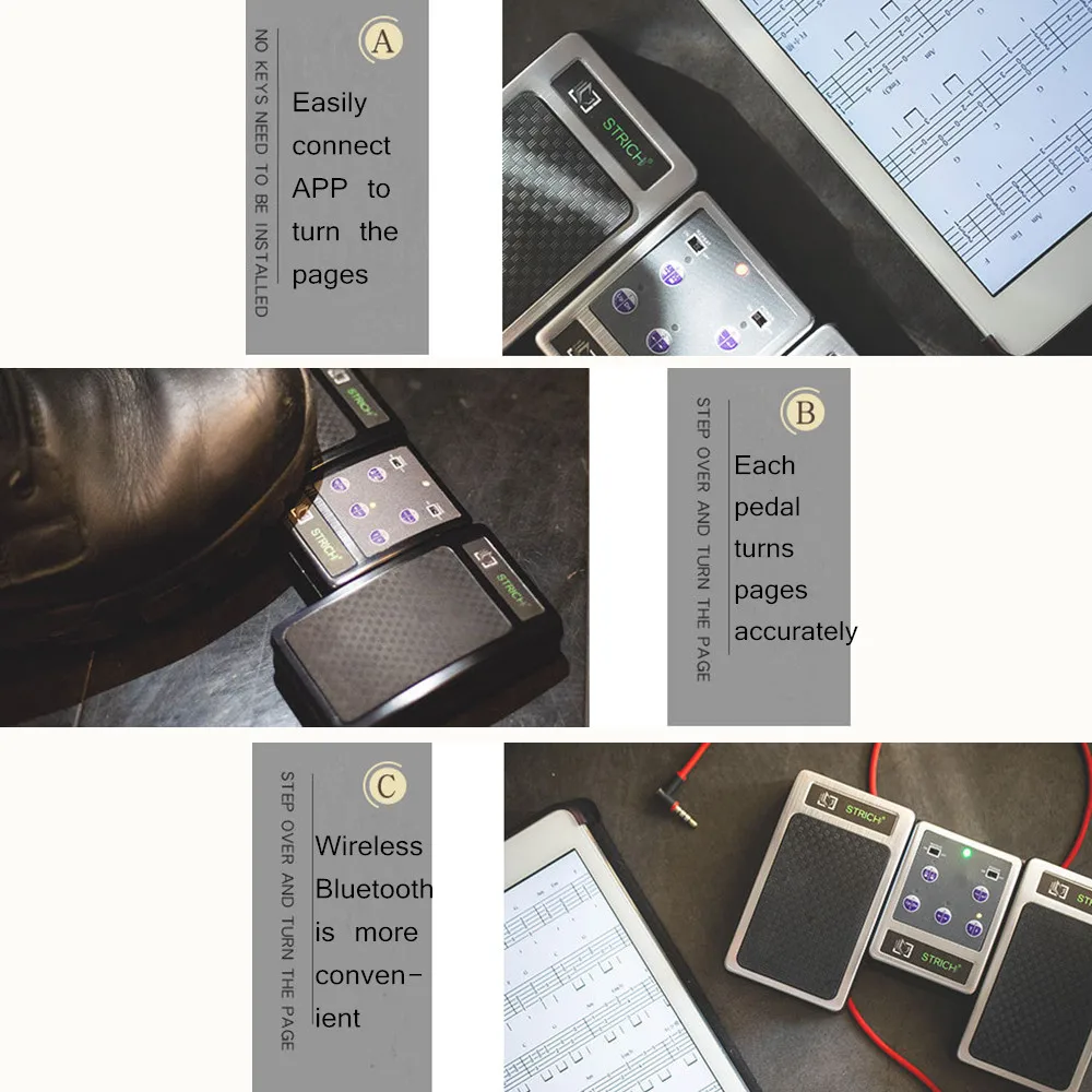Bluetooth Page Turner педаль музыка беспроводной контроллер для планшетов перезаряжаемый инструмент Игральный инструмент педаль