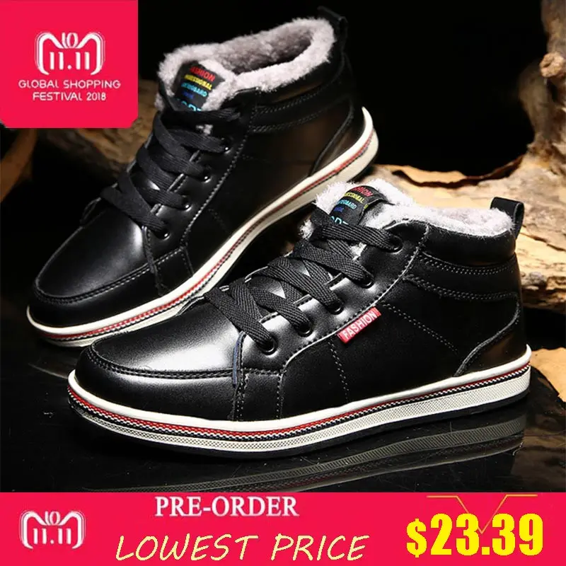 

Men Winter Shoes Newest Fashion Sneakers Men botas hombre Plus Size Waterproof PU Plush Super Warm timber land shoes Men Boots