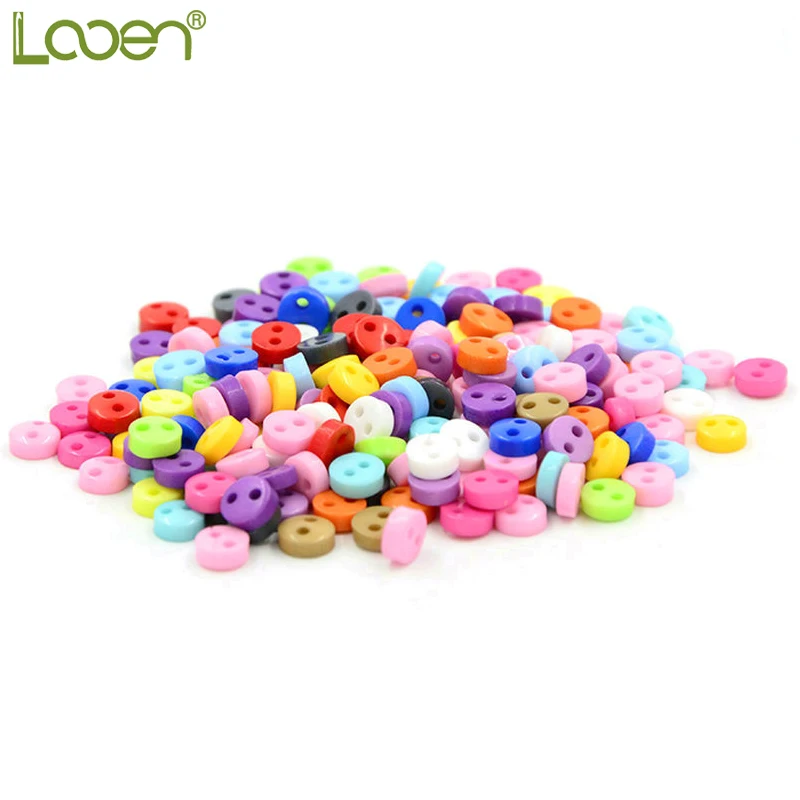 

Looen Brand 200Pcs/lot 6mm Round Nylon Plastic Mini Tiny Buttons With Box Sewing Tool Decorative Button DIY Apparel Accessories