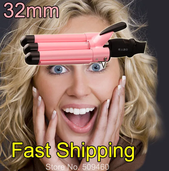 

W529D Hot Sale 32 mm Professional Ceramic Triple Barrel Waver Hair Curling Iron Three Barrel Roller