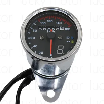 

Motorcycle Universal Chrome Dual Odometer KMH Speedometer Gauge LED Backlight Signal Light