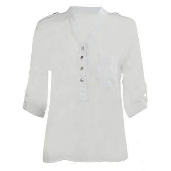

Autumn Women's V-neck Chiffon Ladies Long Sleeve Loose Shirts Tops Blouses