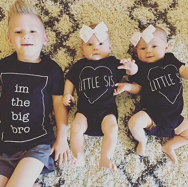 Baby Bodysuits 2016 Baby Boys Girls Clothes Little Sis roupas Bpdysuit Top Summer Short Sleeve Casual Baby Tops Shirt Bodysuits