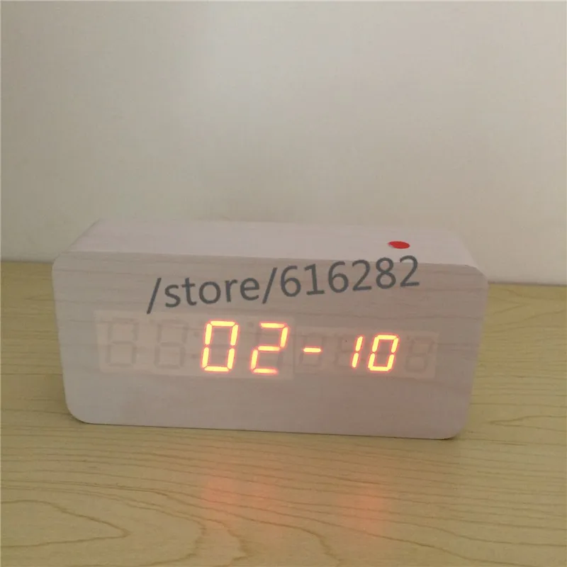 Звуковая активация будильника Термометр деревянные и бамбуковые часы, светодиодный дисплей часы календарь с секундами цифровые часы SKKDKDMN