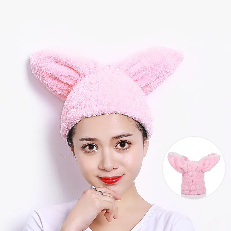 Lovely Rabbit Ears Women Bathroom Hair Towels Super Absorbent Quick