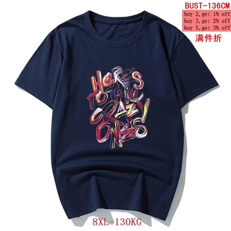 

XL large size 6XL 7XL 8XL summer men's T-shirt cotton letter short sleeve inspired by tShirt creative loose print fashion