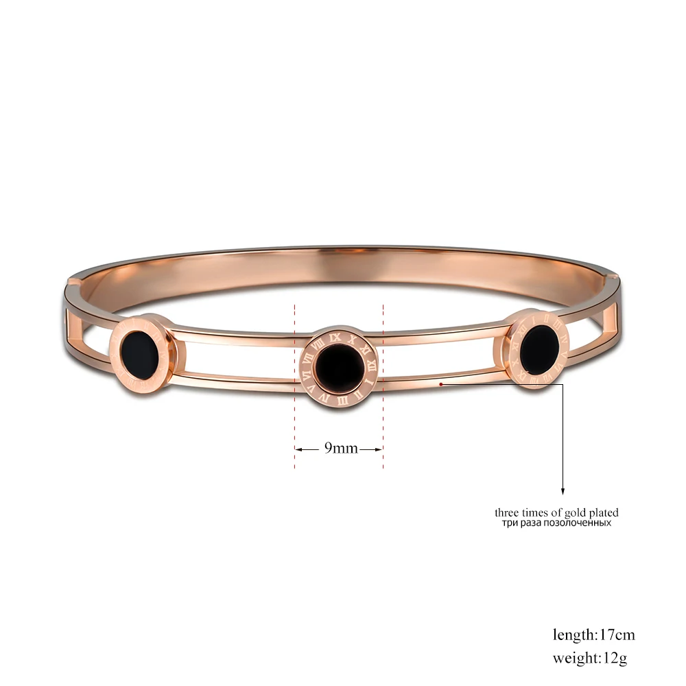 ZooMango модные титановые стальные черные браслеты с ракушками Браслеты розовое золото полый римские цифры классические манжеты, браслеты, ювелирные изделия ZB17008