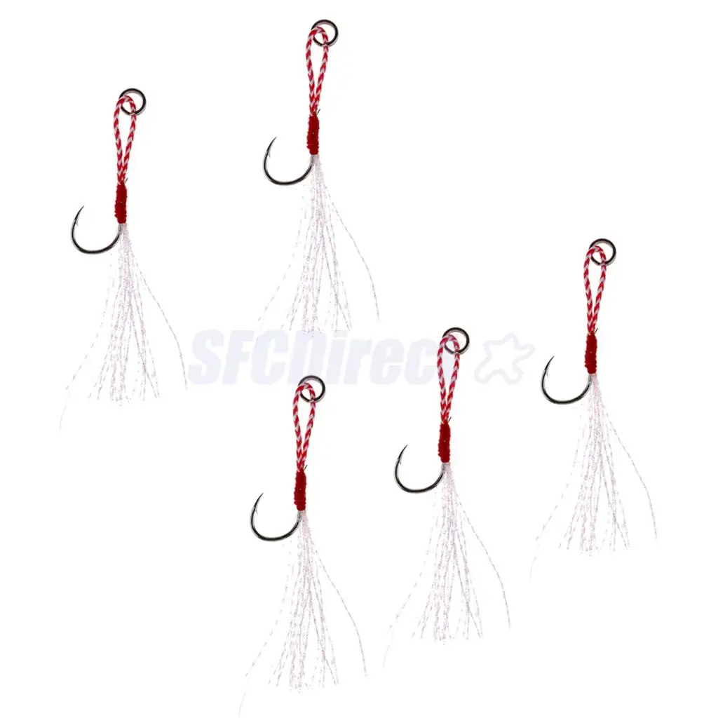 5Pcs Deep Sea Fishing Assist Hooks Worm Barbed Hooks Live Baits Hooks with PE Line 13# 15# 17#