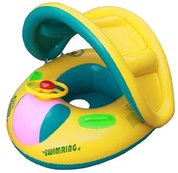 

PVC Inflatable Baby Seat Float Quality Children's Summer Swimming Rings Sunshade Baby Floating Rings Water Boat