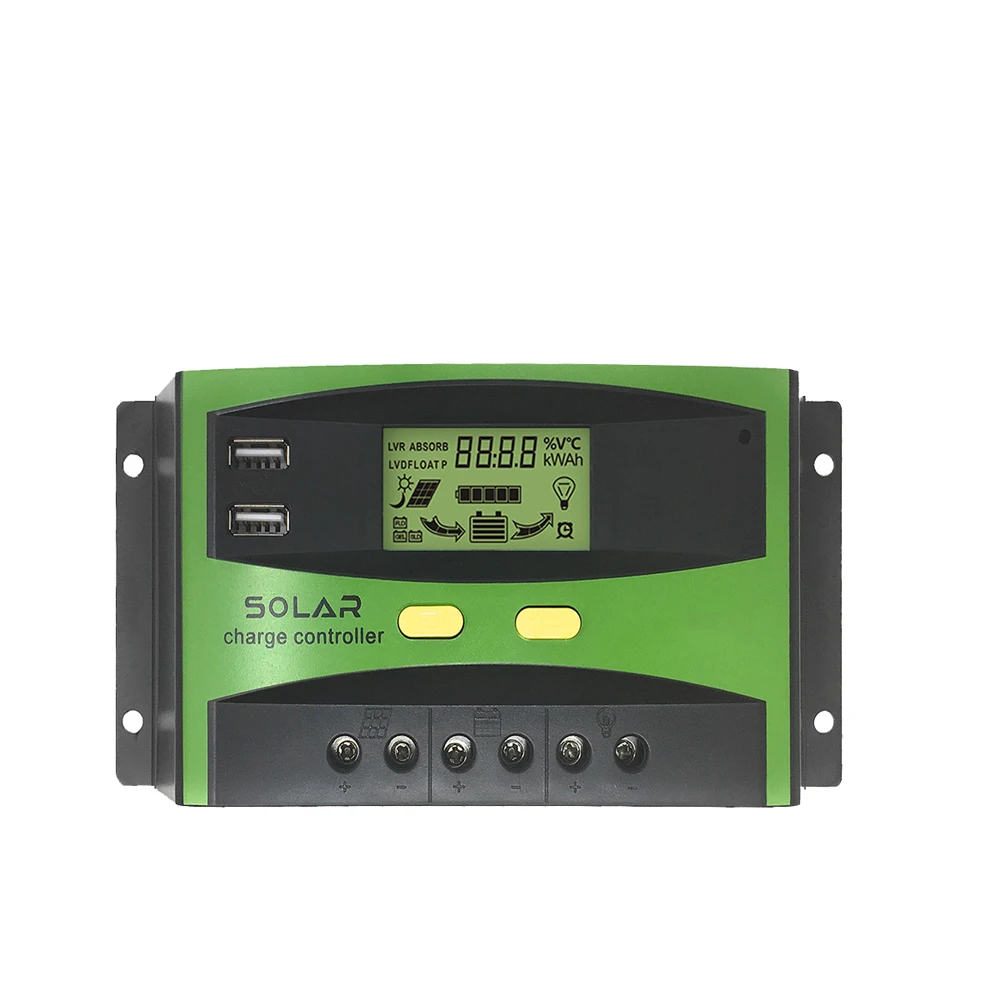 

30A 12V 24V Auto Solar Charge Controller PV Home Battery Charger PWM Controllers LCD Dual USB 5V Output Solar Panel PV Regulator