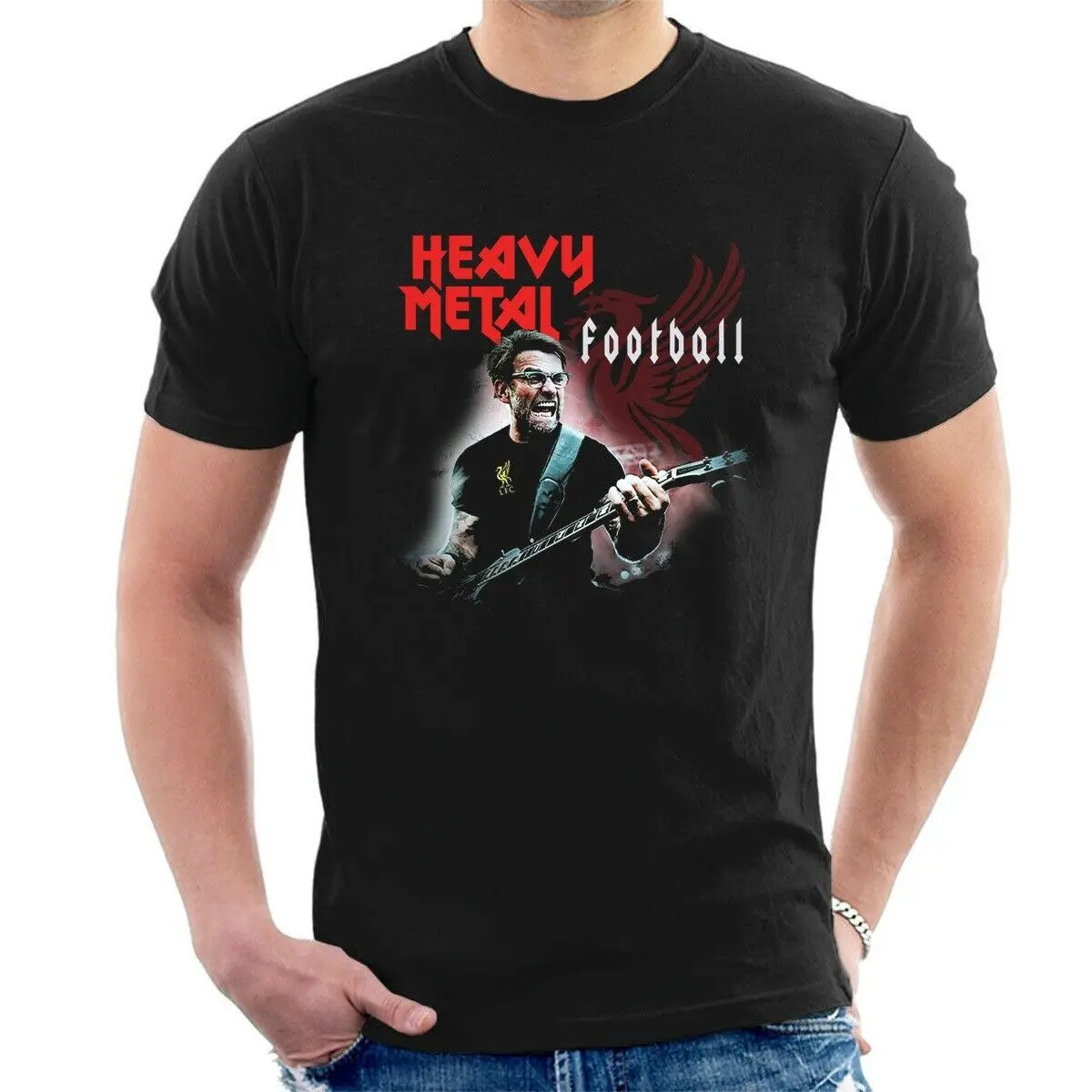 

LIVERPOOL JURGEN KLOPP HEAVY METAL FOOTBALL T-SHIRT ADULTS & KIDS SIZES N25
