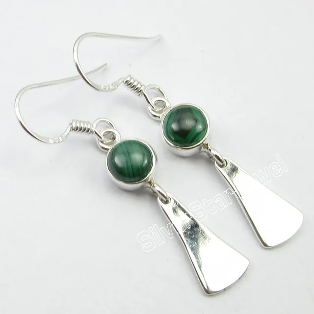 Chanti International 92 5 Pure Silver Malachite Unseen Wonderful Chanti International 92 5 Pure Silver Malachite Unseen Wonderful Unusual Earrings 4 1 Cm