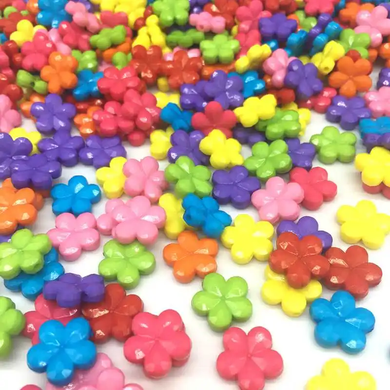 

DIY 50pcs/Lot 14*4mm New Cheap Colorful Flowers Shape Nonporous Acrylic Beads Fit For Jewelry Making Wholesale Random Send Goods