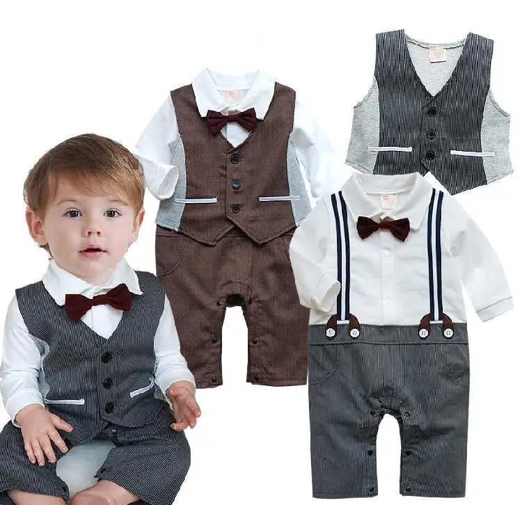 Baby boy clothing set spring autumn bebe gentleman Bow Tie Long Sleeve