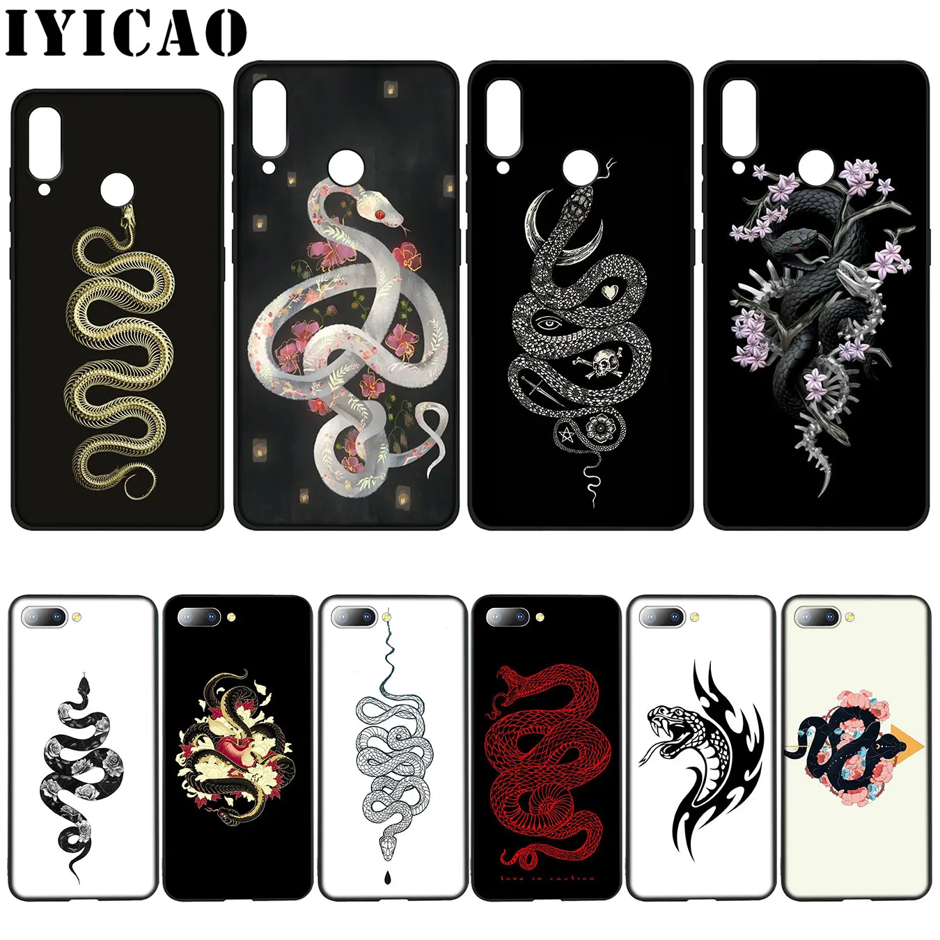

IYICAO Snake Silicone Soft Case for Huawei Y7 Y6 Prime Y9 2018 Honor 8C 8X 8 9 10 Lite 6A 7C 7X 7A Pro