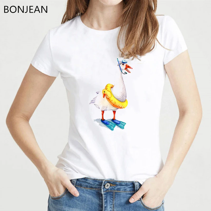 

funny t shirts women GUSSI Goose printed tshirt femme harajuku kawaii clothes summer fashion female t-shirt tumblr tops tee