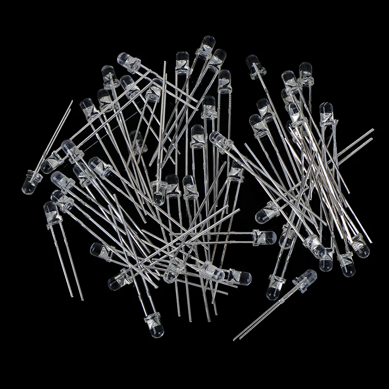 Free Shipping Wholsale 50 Pcs/lot 3mm Round Red/Green/Blue/Yellow/White LED Diodes Light Kit Tool Parts Accessories