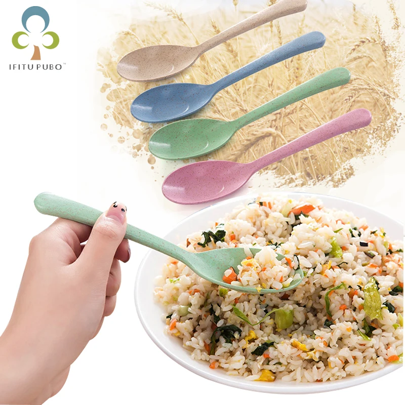 

10Pcs Kitchen Accessories wheat straw Spoon Soup Spoons Portable High Quality Eco friendly tableware Restaurant Tools GYH
