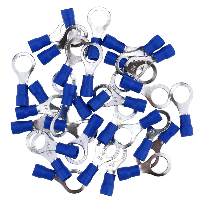 

THGS 100pcs 16-14 Gauge M8 Ring Electrical Insulated Quick Splice Crimp Terminals Connectors