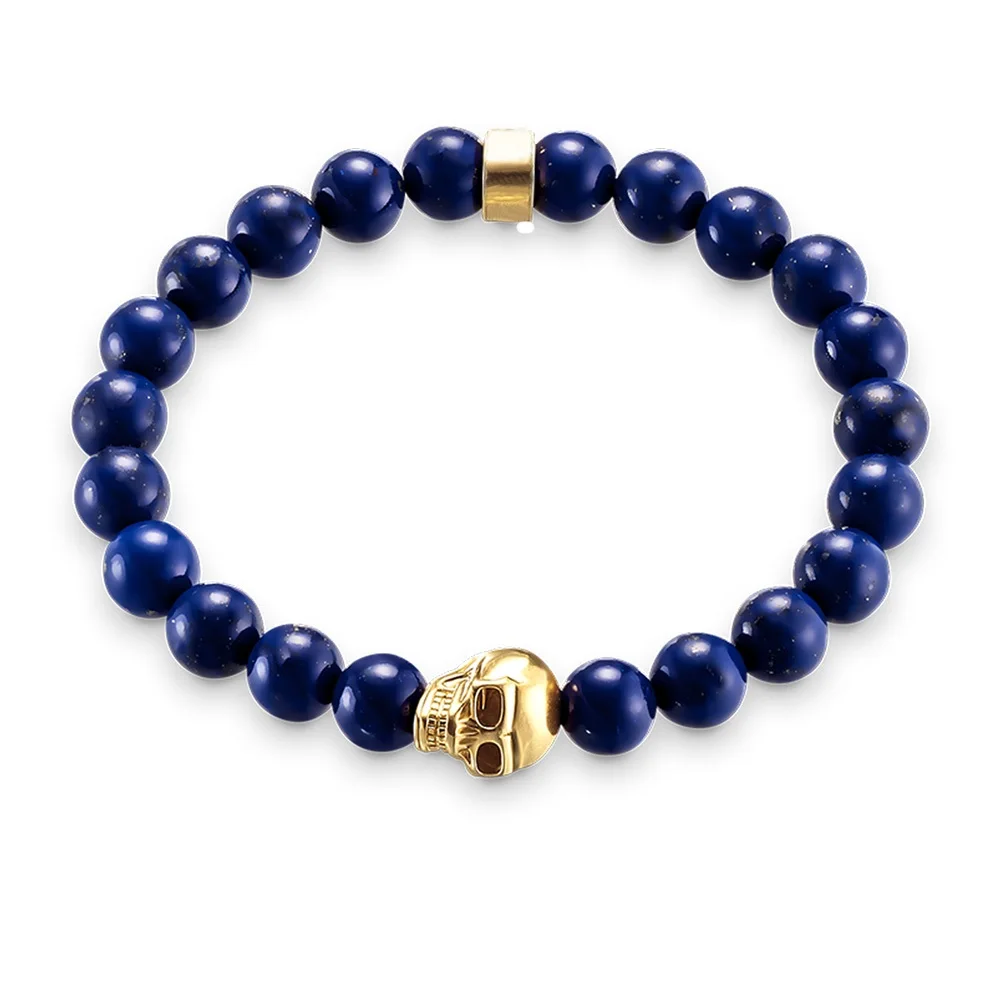 Buy 8mm Lapis Lazuli Beads & Gold color Skull Karma