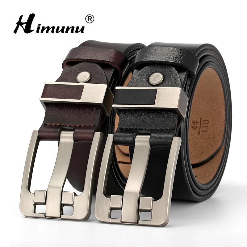 

[HIMUNU] Luxury Brand Genuine Leather Belt Men Black and coffee Cinto Masculino Fashion Ceinture Homme Cowhide Men's Belt