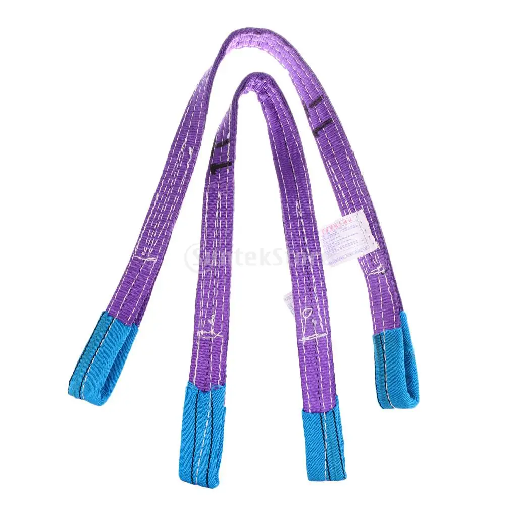 

2Pcs 1m Purple High Strength Polyester Flat Webbing Pulling Lifting Towing Sling Crane Rigging Hoist Strap Strop 1000KG/1 Ton
