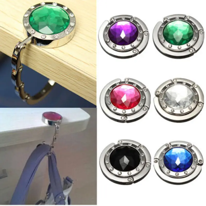 

For hanging Crystal Alloy magic hooks for Purse Bag hanger Portable handbag folding hanger holder hook