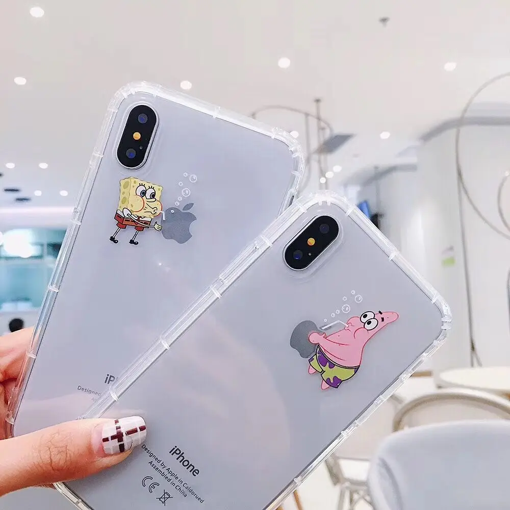 

Cute Cartoon Sponge Patrick Star Baby Soft Silicone Case Cover For iPhone 6 6s 7 8 Plus X Xs Max Xr Fashion Clear Phone Fundas