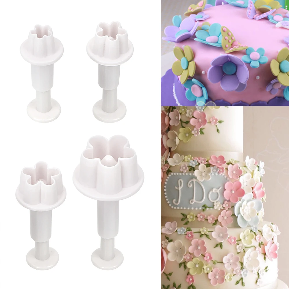 

NICEYARD 4Pcs/set DIY Flower Cake Mold Cake Decorations Fondant Plunger Cutters Sets