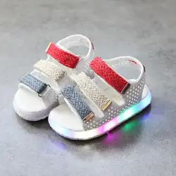Новые летние дети со светодиодной подсветкой сандалии для мальчиков и девочек Спорт повседневное свет обувь для детей детские детская