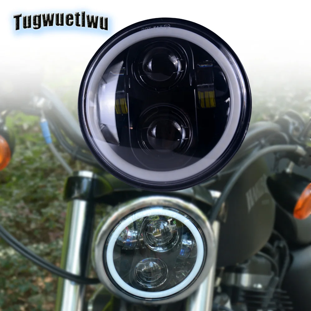Buy 1pc motorcycle headlights 5 3/4inch round black