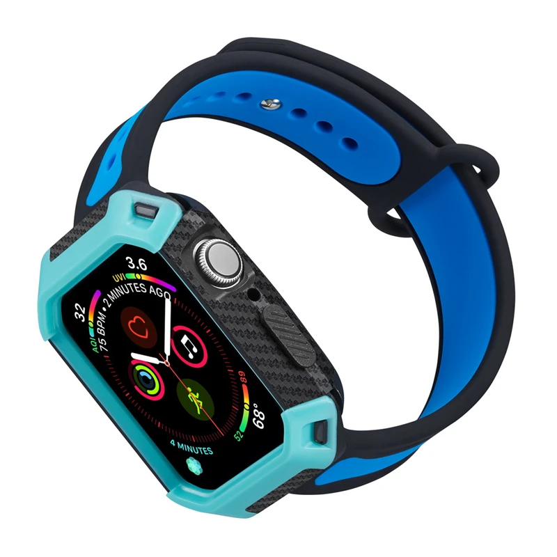 ASHEI ремешок для спортивных часов для Apple Watch Series 4 Band с чехлом 44 мм 40 мм силиконовый сменный Браслет наручный ремень для iWatch Cover