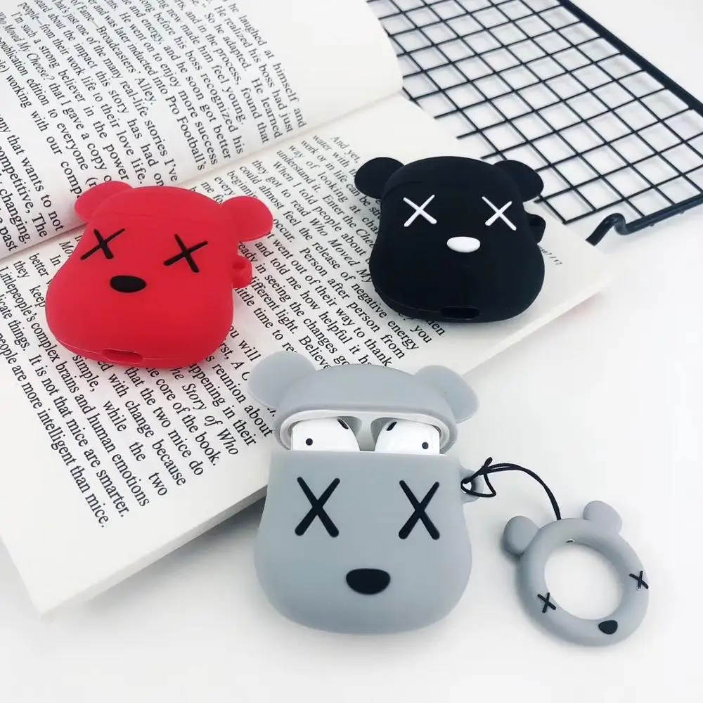 High Quality Silicon Cute Cartoon violent bear Soft Bluetooth Wireless Earphone Cases for Apple AirPods 1/2 Earphones Box