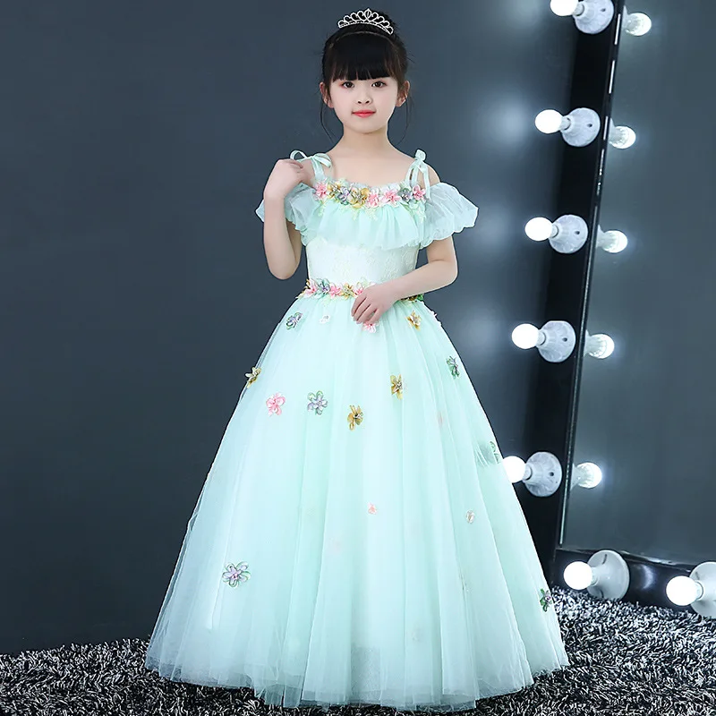 

Off the Shoulder Holy Communion Dress Long Princess Party Dress for Birthday Lace Up Ball Gown Flower Girl Dresses Wedding B151